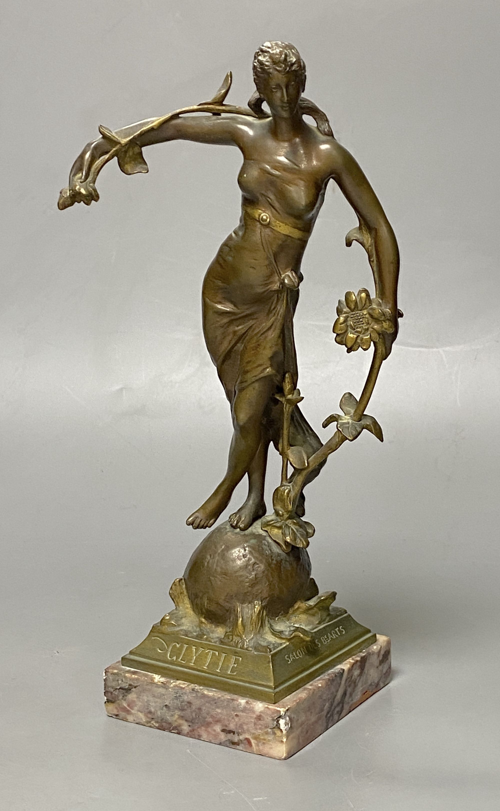 After Eugene Marioton. A bronze of a lady Clytie, height 24cm